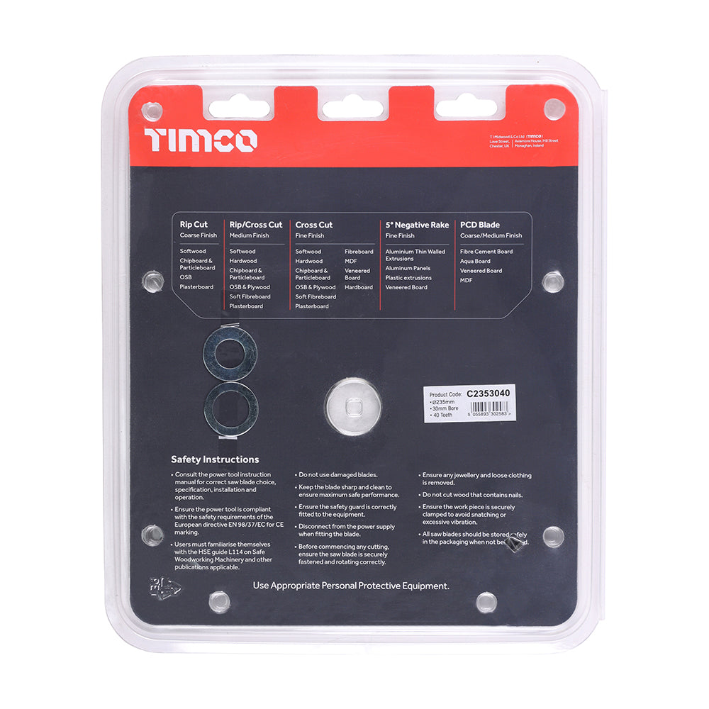 Circular Saw Blade - General Purpose - Coarse/Medium | 235 x 30 x 40T additional image 3