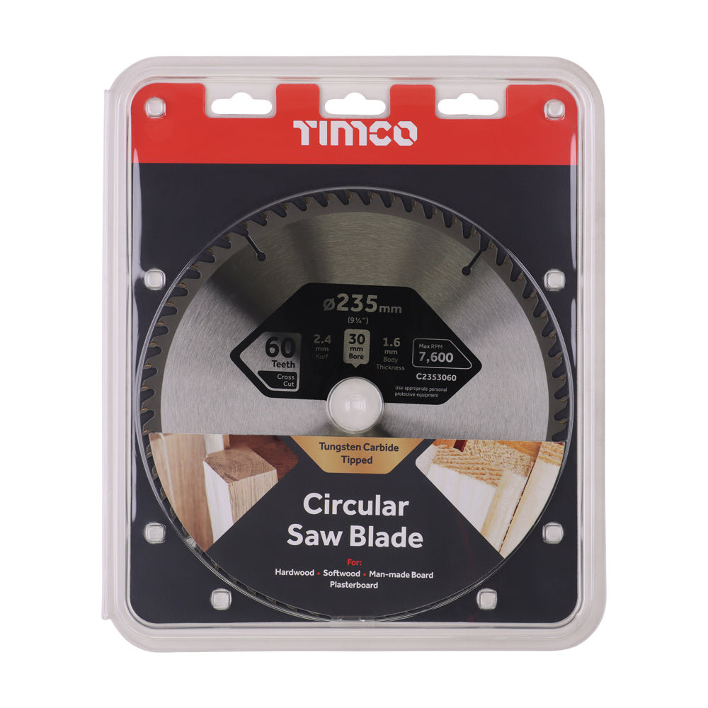 Circular Saw Blade - Trimming/Crosscut - Medium/Fine | 235 x 30 x 60T additional image 2