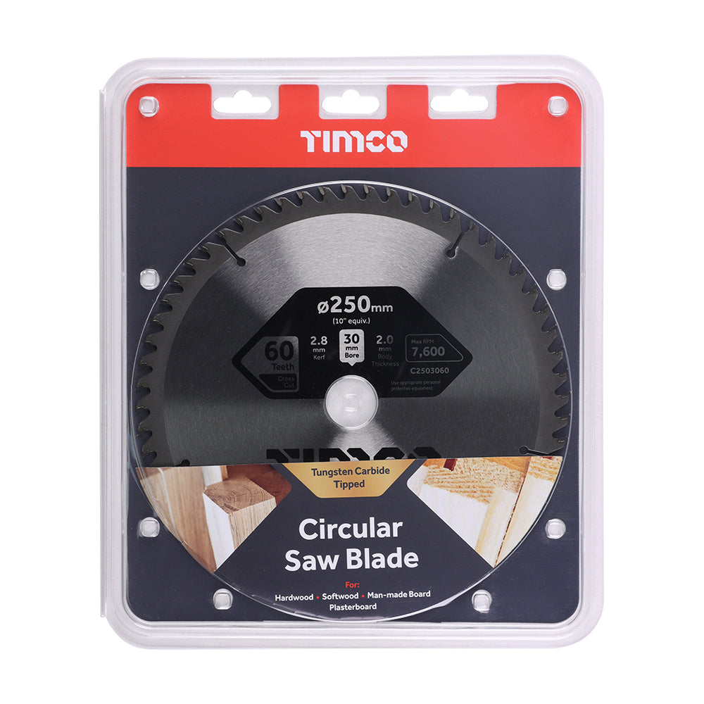 Circular Saw Blade - Trimming/Crosscut - Medium/Fine | 250 x 30 x 60T additional image 2