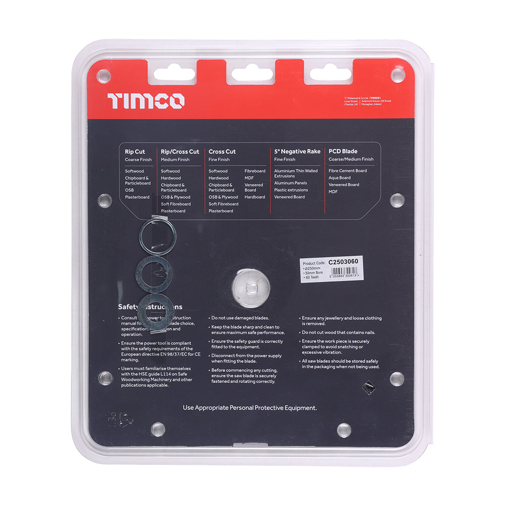 Circular Saw Blade - Trimming/Crosscut - Medium/Fine | 250 x 30 x 60T additional image 3