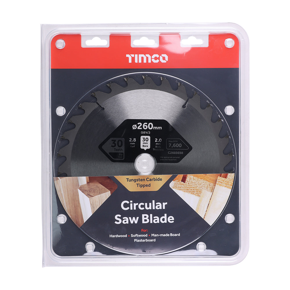 Circular Saw Blade - General Purpose - Coarse/Medium | 260 x 30 x 30T additional image 2