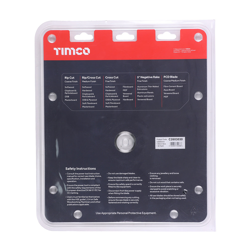 Circular Saw Blade - General Purpose - Coarse/Medium | 260 x 30 x 30T additional image 3