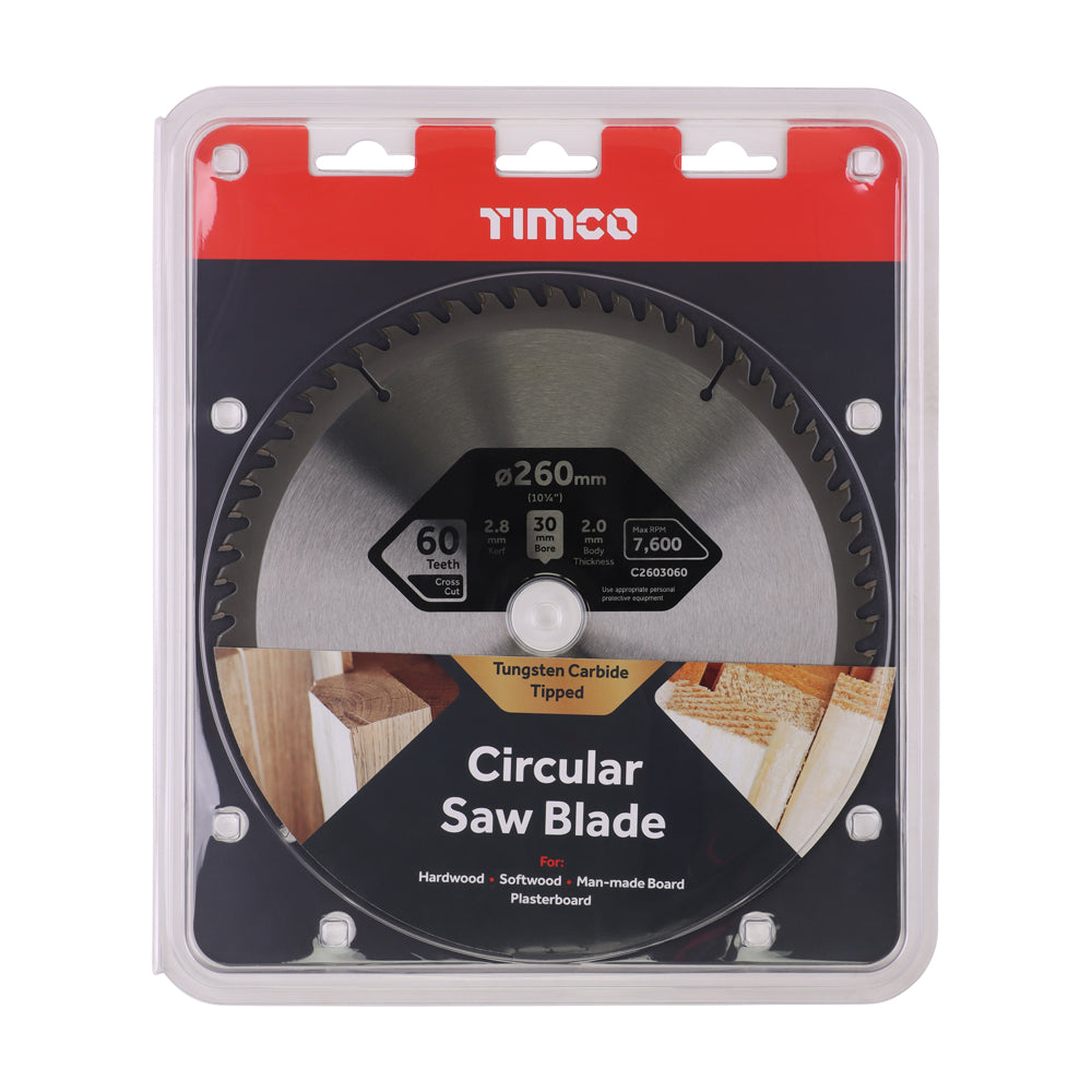 Circular Saw Blade - Trimming/Crosscut - Medium/Fine | 260 x 30 x 60T additional image 2