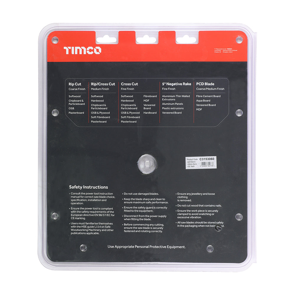 Circular Saw Blade - Trimming/Crosscut - Medium/Fine | 315 x 30 x 60T additional image 3