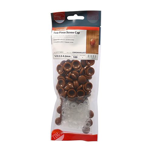 Two Piece Screw Caps - Clay Brown | To fit 3.5 to 4.2 Screw additional image 2