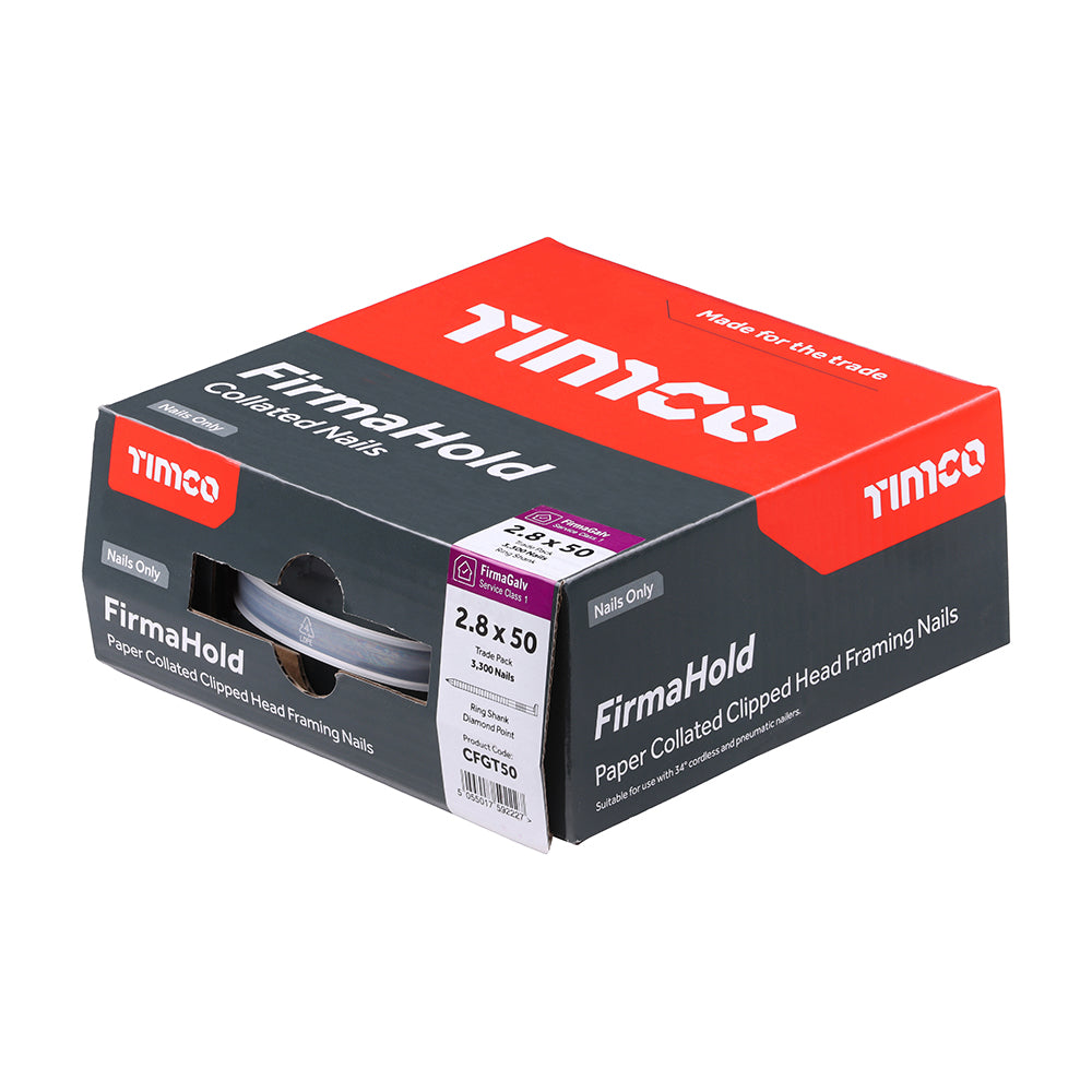 FirmaHold Collated Clipped Head Nails - Trade Pack - Ring Shank - FirmaGalv | 2.8 x 50 additional image 2