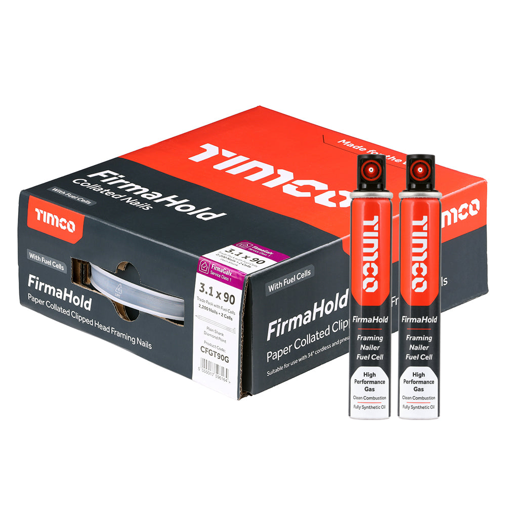 FirmaHold Collated Clipped Head Nails & Fuel Cells - Trade Pack - Plain Shank - FirmaGalv | 3.1 x 90/2CFC additional image 2