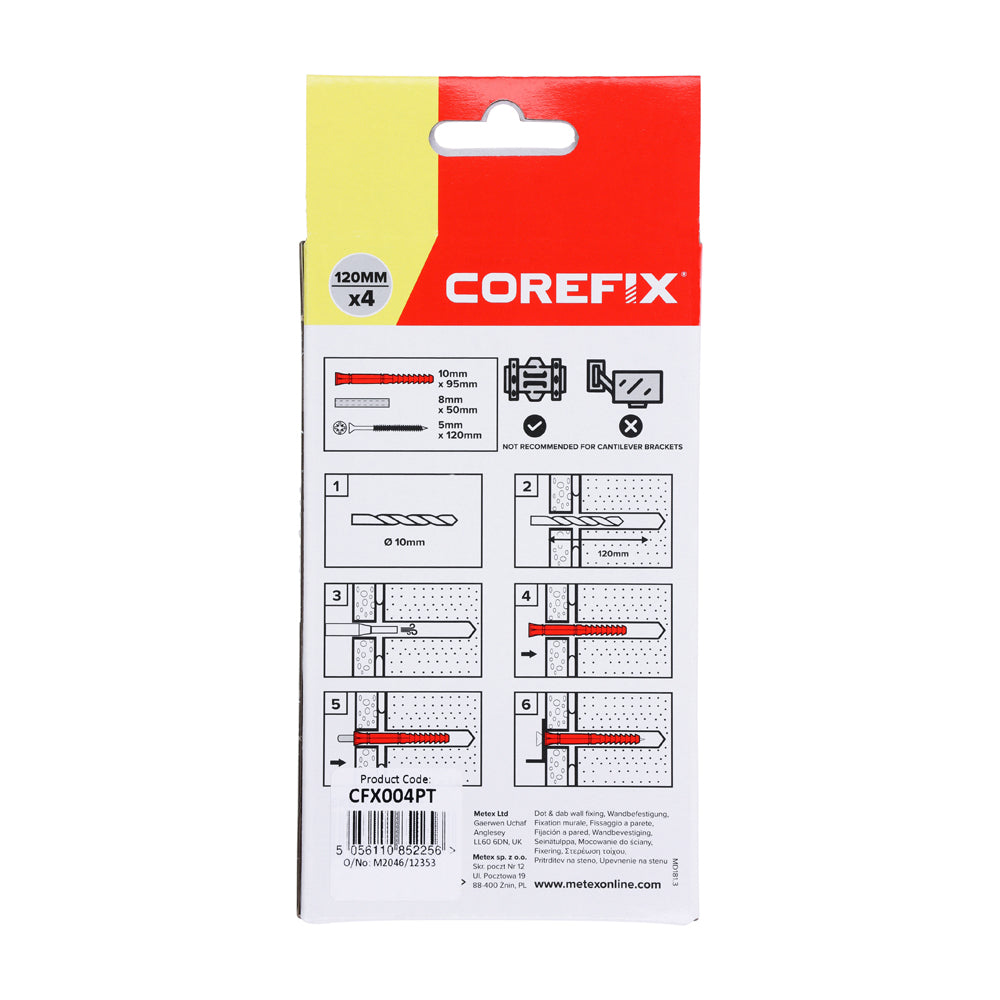 Corefix 120 Dot & Dab Wall Fixing | 5.0 x 120 | Box | Pack of 4 additional image 4