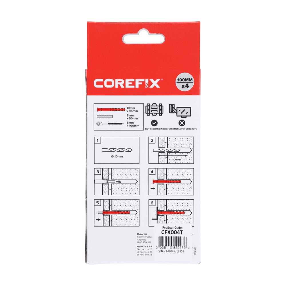 Corefix 100 Dot & Dab Wall Fixing | 5.0 x 100 | Box | Pack of 4 additional image 4