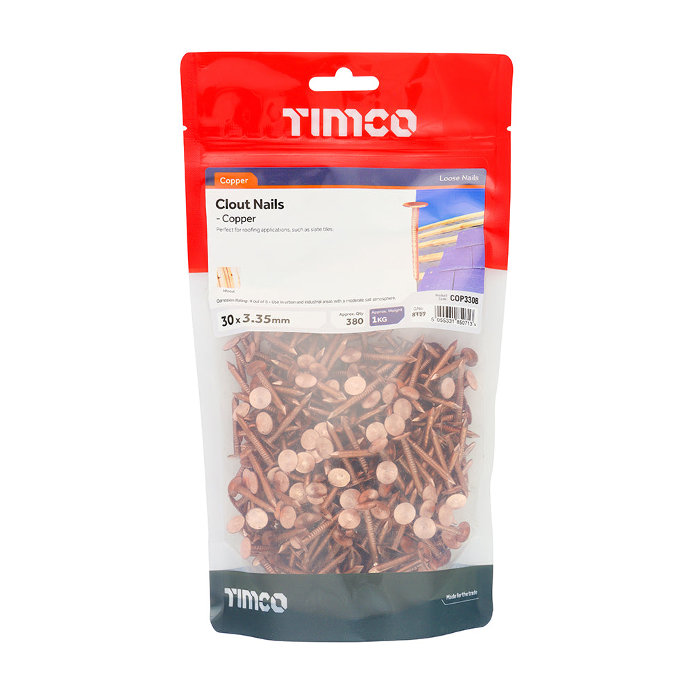 Clout Nails - Copper | 30 x 3.35 | Bag | 1 Kilograms additional image 2