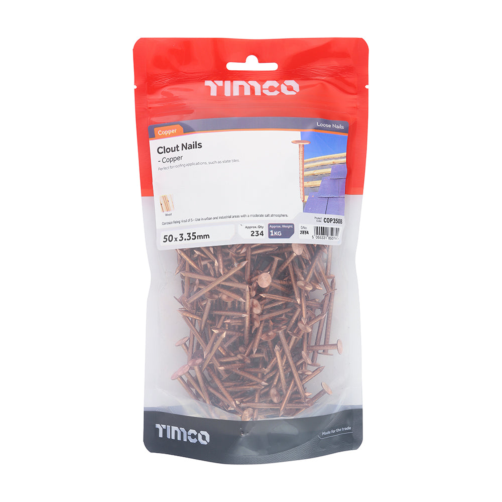 Clout Nails - Copper | 50 x 3.35 | Bag | 1 Kilograms additional image 2
