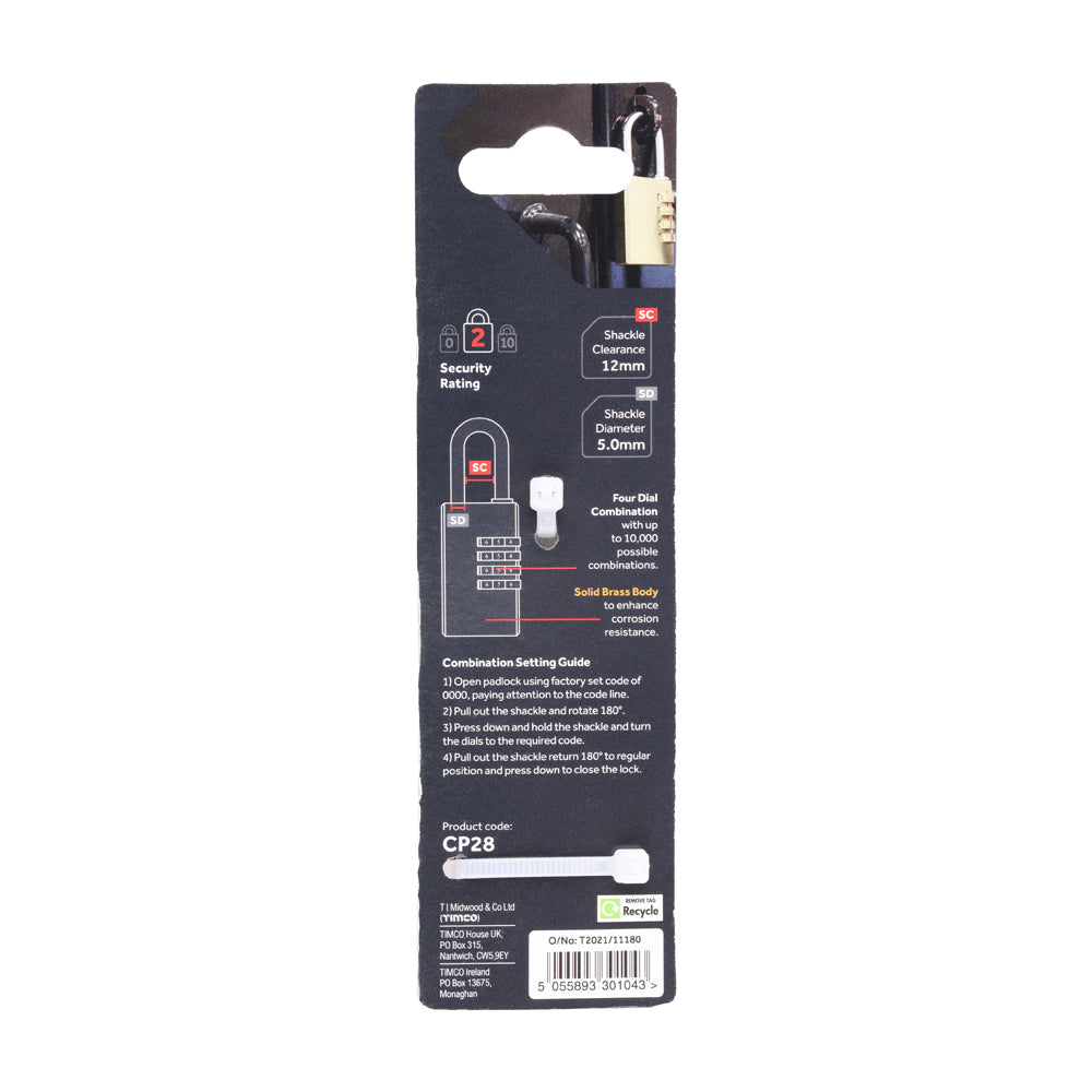 Brass Combi Padlock | 28mm additional image 3