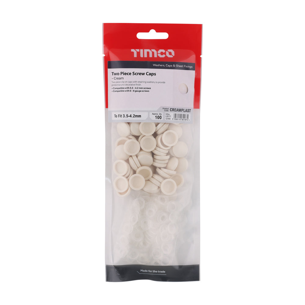 Two Piece Screw Caps - Cream | To Fit 3.5 to 4.2 Screw additional image 2
