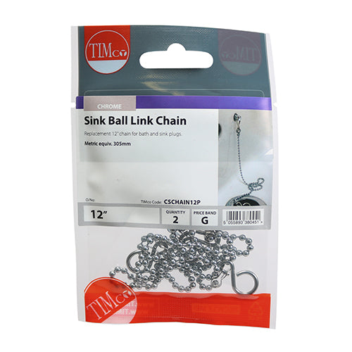 Ball Link Chains - Sink - Chrome | 12" additional image 2