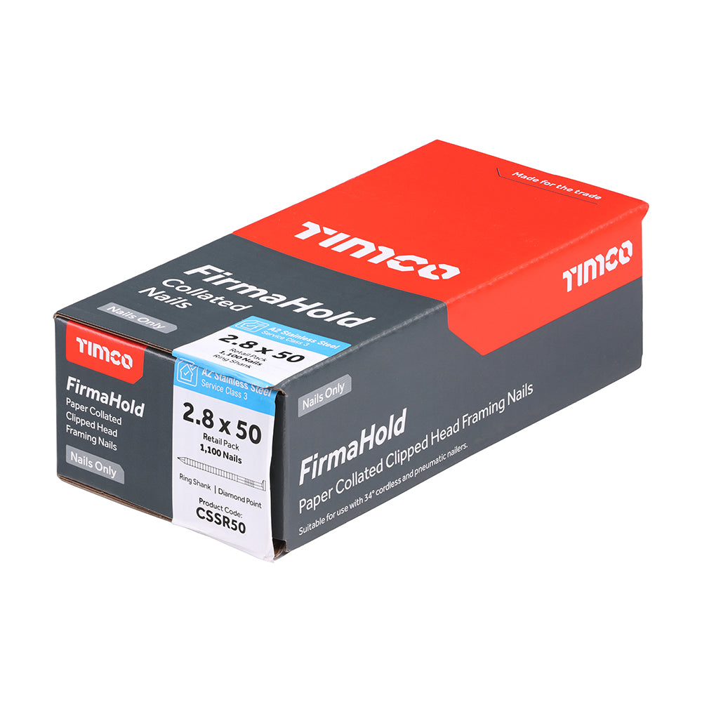 FirmaHold Collated Clipped Head Nails - Retail Pack - Ring Shank - A2 Stainless Steel | 2.8 x 50 additional image 2