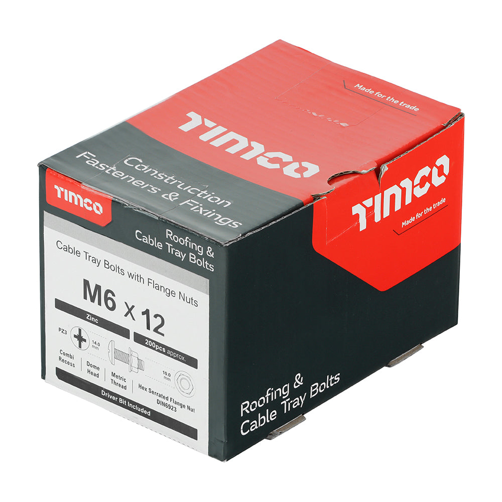 Cable Tray Bolts with Flange Nuts - Zinc | M6 x 12 additional image 2