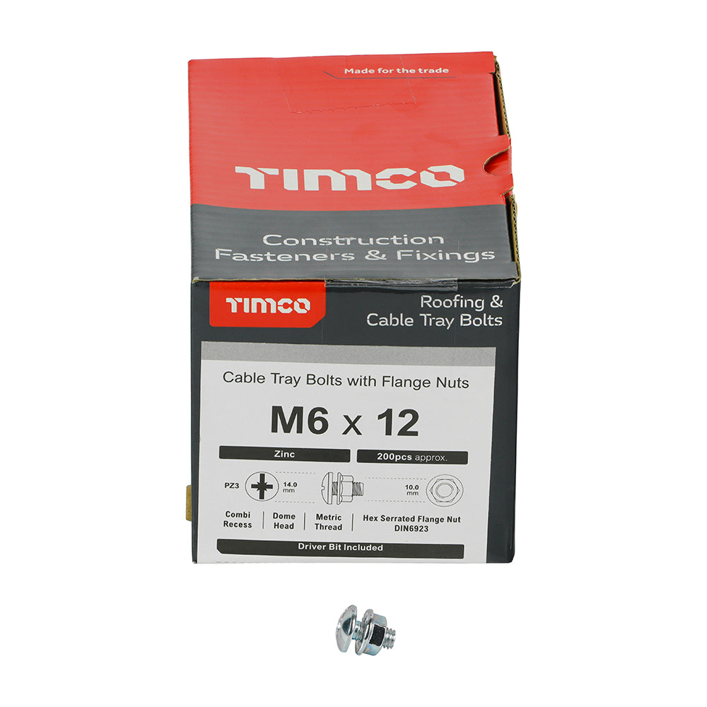 Cable Tray Bolts with Flange Nuts - Zinc | M6 x 12 additional image 3