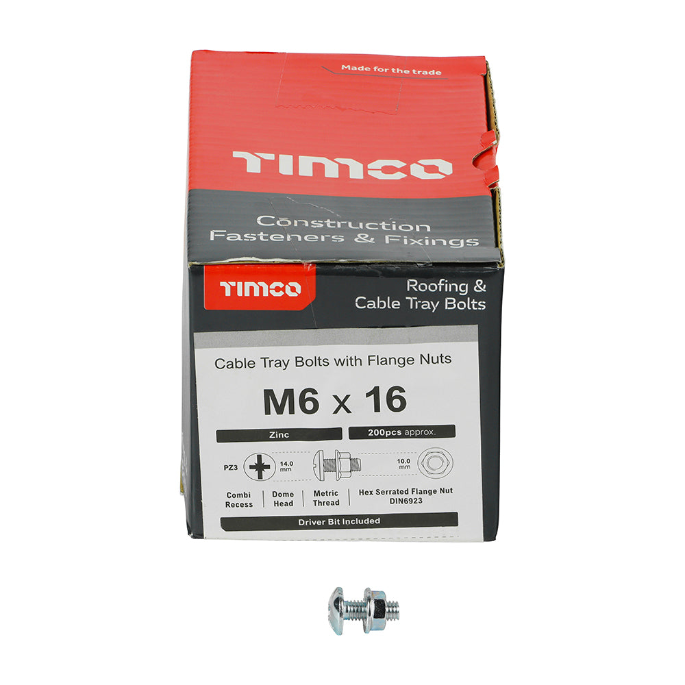 Cable Tray Bolts with Flange Nuts - Zinc | M6 x 16 additional image 3