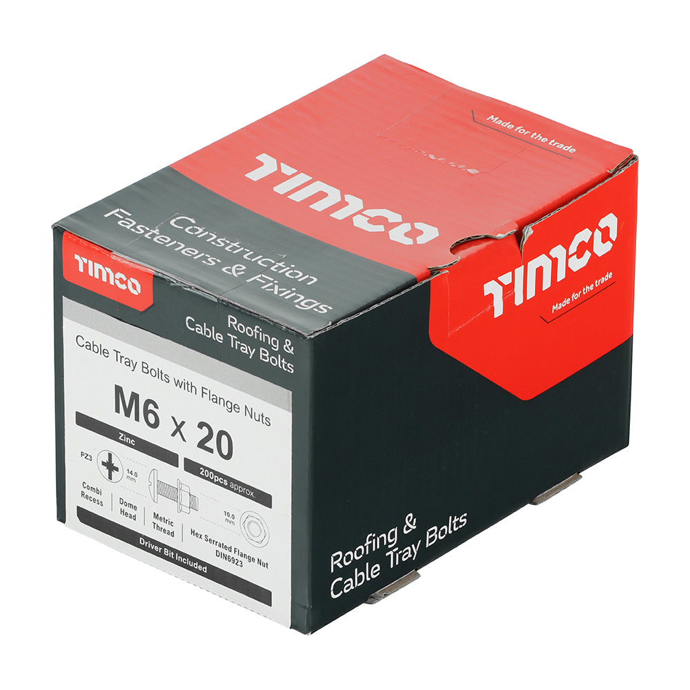 Cable Tray Bolts with Flange Nuts - Zinc | M6 x 20 additional image 2