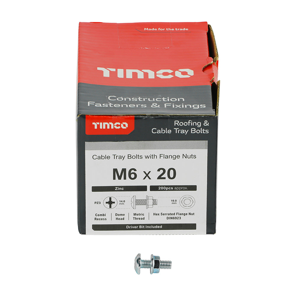 Cable Tray Bolts with Flange Nuts - Zinc | M6 x 20 additional image 3