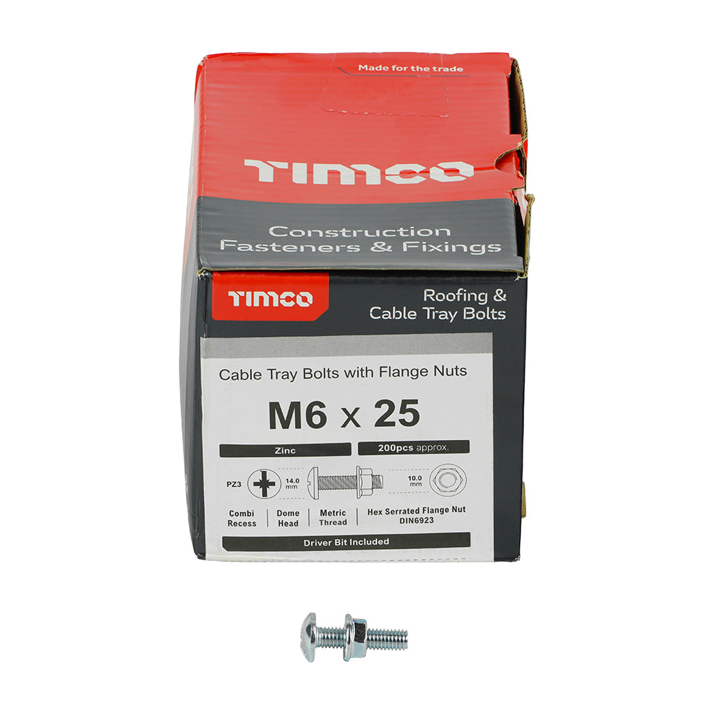 Cable Tray Bolts with Flange Nuts - Zinc | M6 x 25 additional image 3