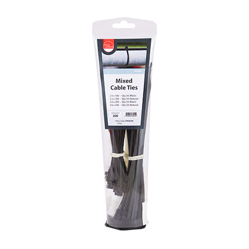 Cable Ties - Mixed - Black & Natural | Mixed 200pcs additional image 3
