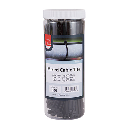 Cable Ties - Mixed - Black | Mixed 500pcs additional image 2