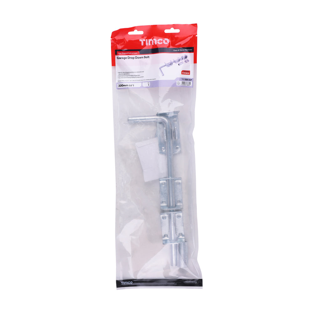 Garage Drop Down Bolt - Hot Dipped Galvanised | 12" | Bag | 1 Each | DDB12GP additional image 2