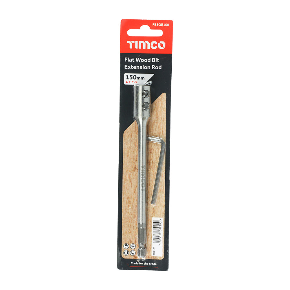 1/4" Flat Wood Bit Extension Rod | 150mm additional image 2