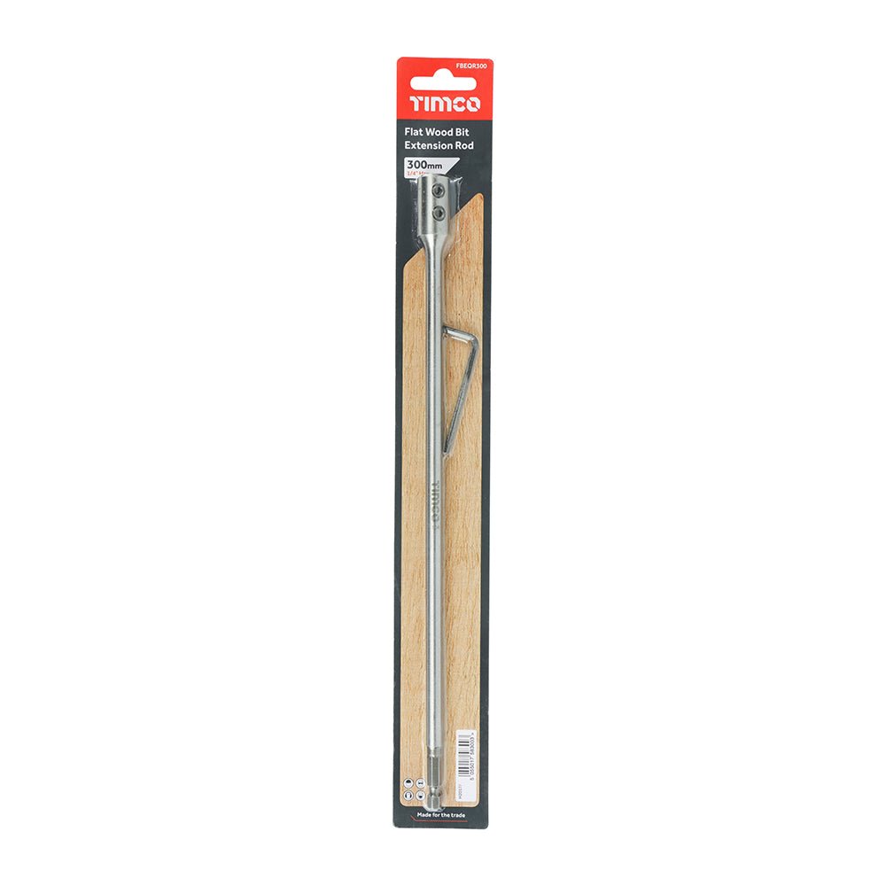 1/4" Flat Wood Bit Extension Rod | 300mm additional image 2