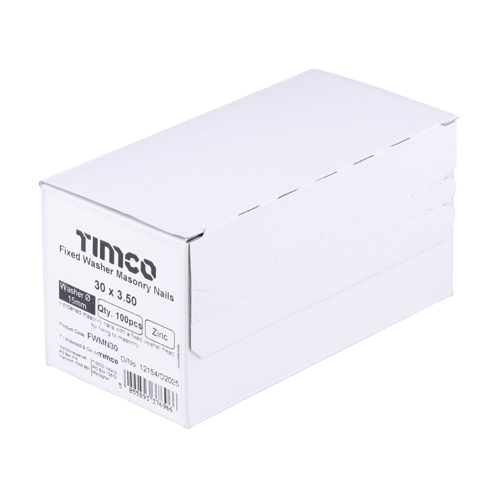 Masonry Nails - Mickey - Fixed Washer - Zinc | 30 x 3.50 additional image 2