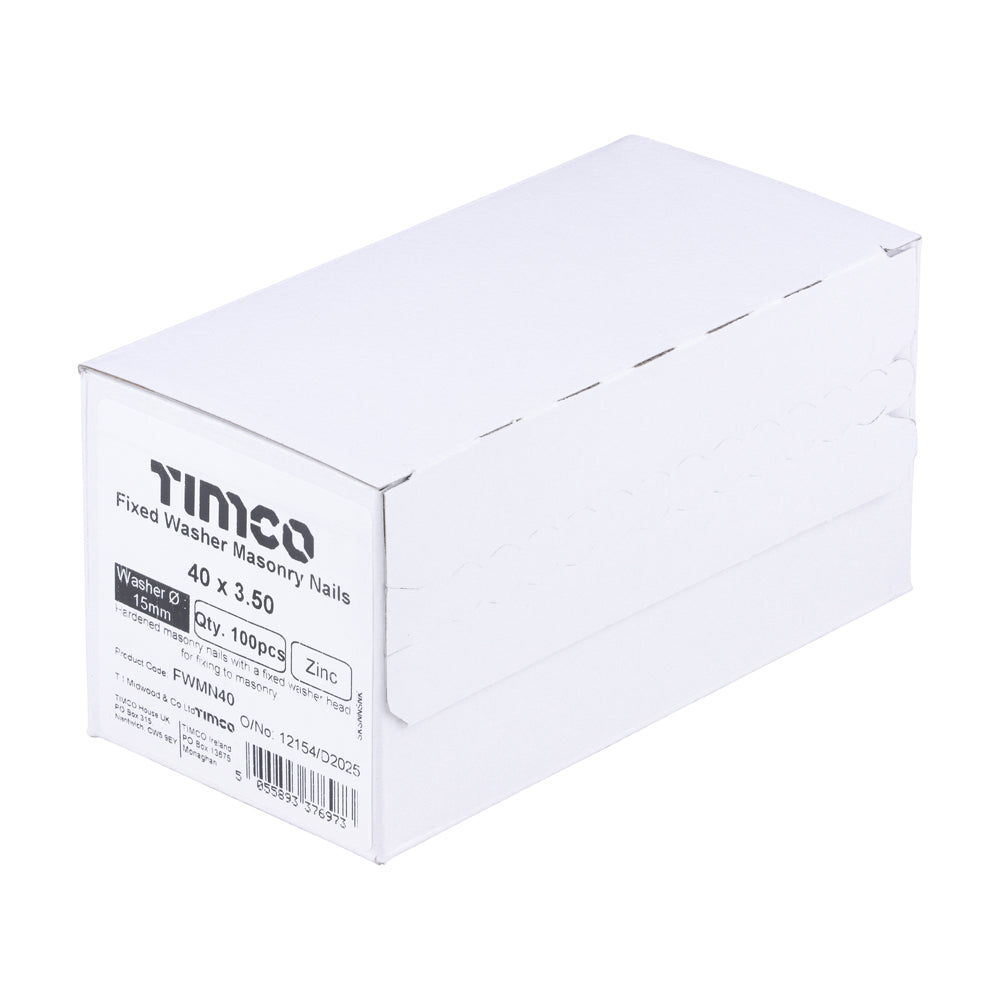 Masonry Nails - Mickey - Fixed Washer - Zinc | 40 x 3.50 additional image 2