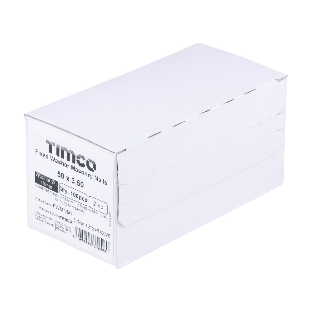 Masonry Nails - Mickey - Fixed Washer - Zinc | 50 x 3.50 additional image 2