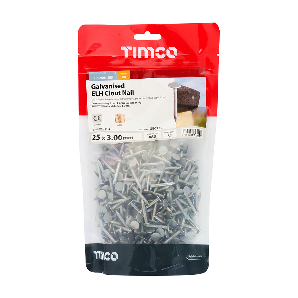Clout Nails - Galvanised | 25 x 2.65 | Bag | 1 Kilograms additional image 2