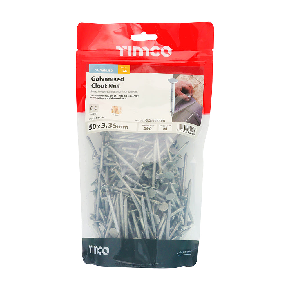 Clout Nails - Galvanised | 50 x 3.35 | Bag | 1 Kilograms additional image 2