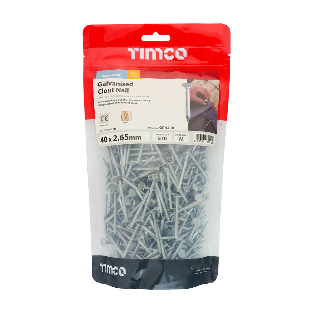 Clout Nails - Galvanised | 40 x 2.65 | Bag | 1 Kilograms additional image 2