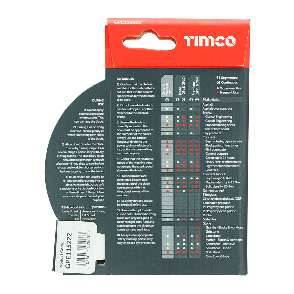 General Purpose Diamond Blade - Segmented | 115 x 22.2 | Box additional image 3