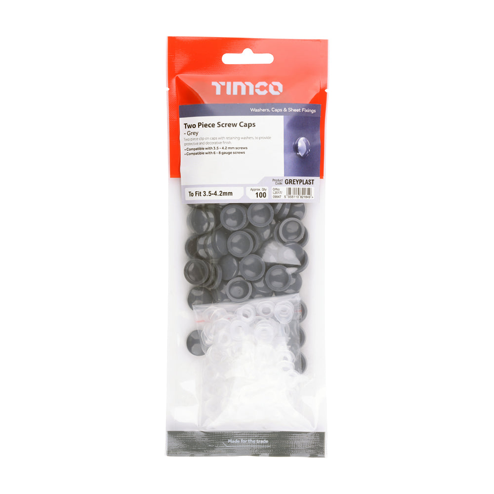 Two Piece Screw Caps - Grey | To Fit 3.5 to 4.2 Screw additional image 2