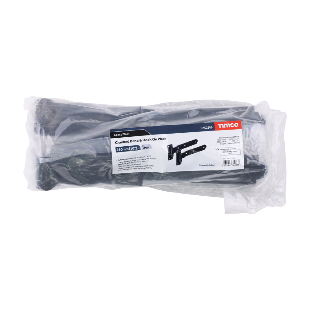 Pair of Cranked Band & Hook On Plates - Black | 250mm additional image 3