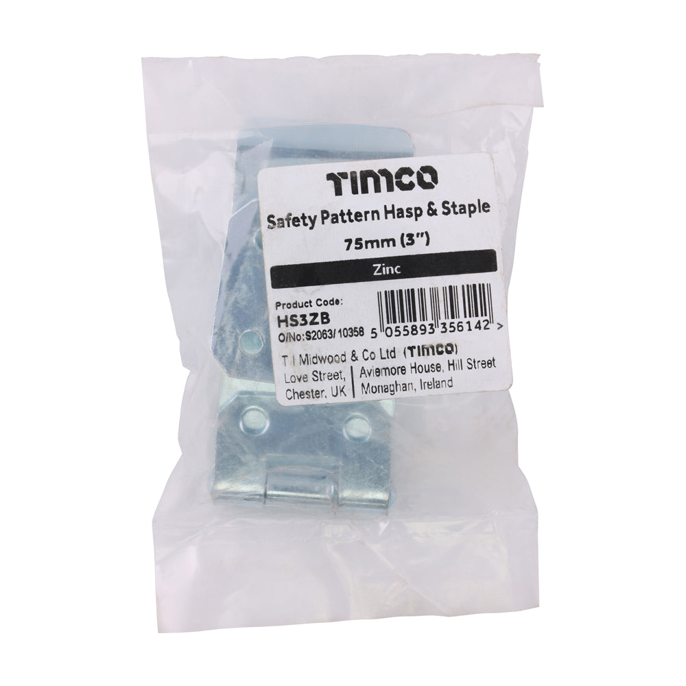 Safety Pattern Hasp & Staple - Zinc | 3" | Bag additional image 2