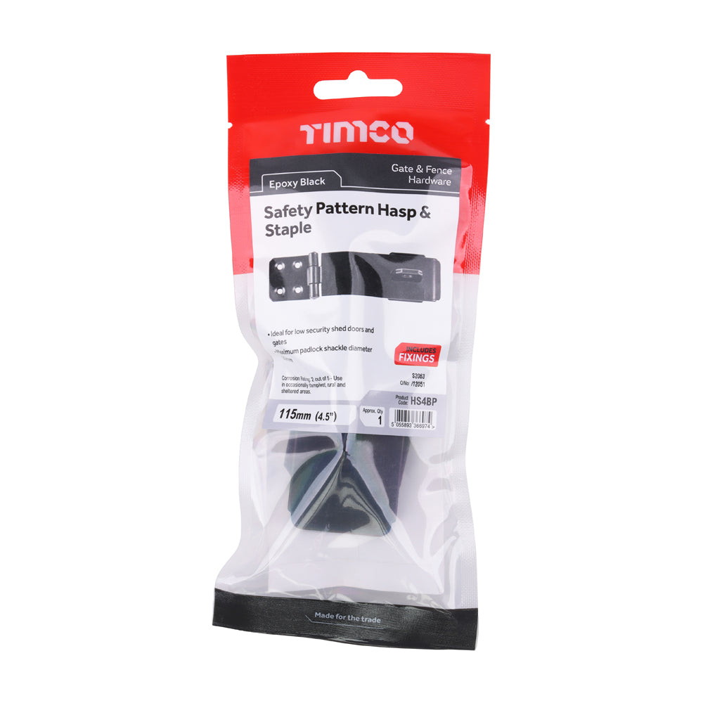 Safety Pattern Hasp & Staple - Black | 4 1/2" | TIMpac additional image 2