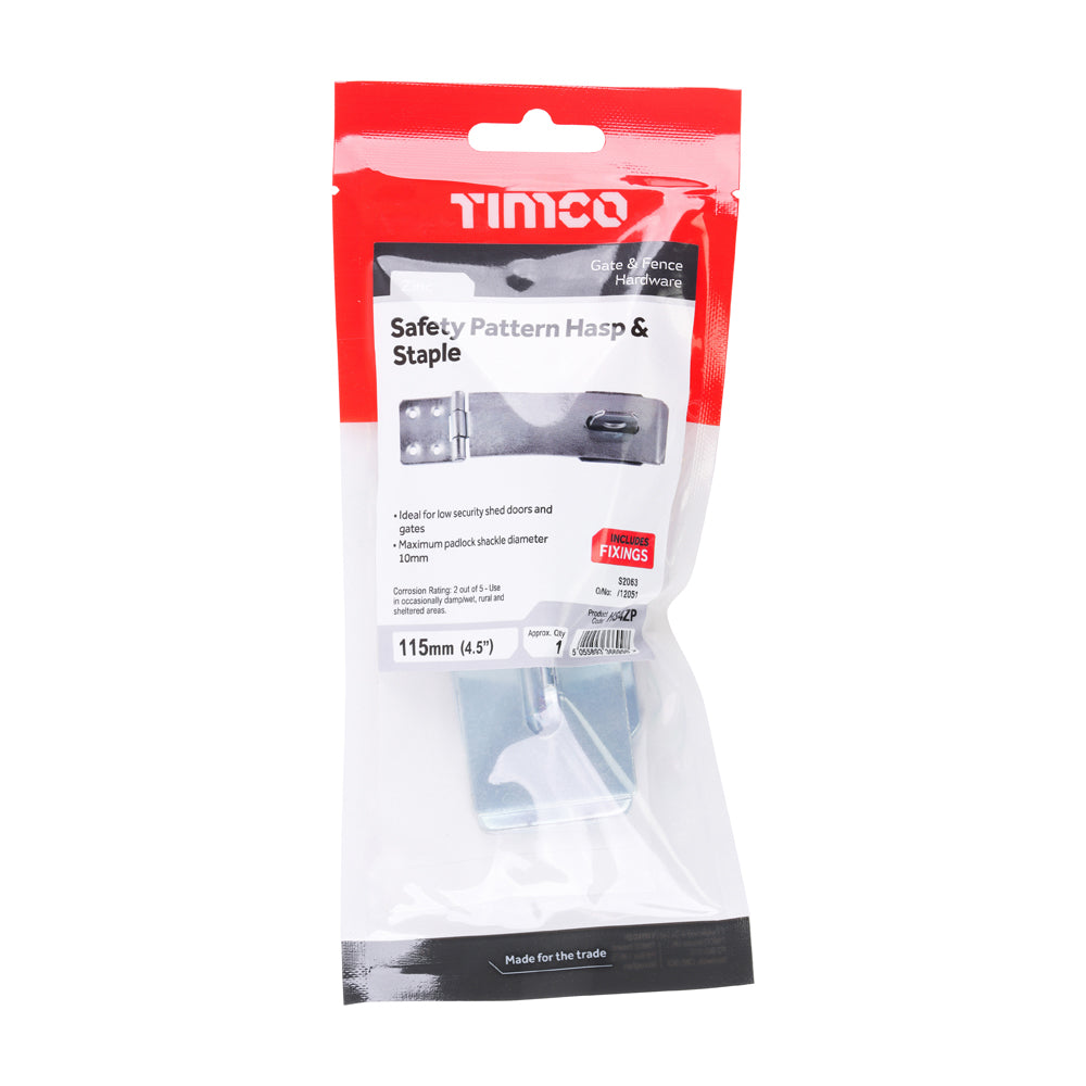 Safety Pattern Hasp & Staple - Zinc | 4 1/2" | TIMpac additional image 2