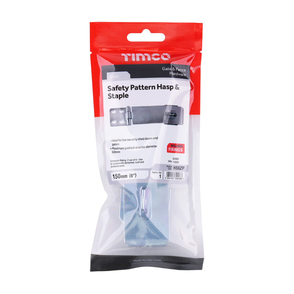 Safety Pattern Hasp & Staple - Zinc | 6" | TIMpac additional image 2