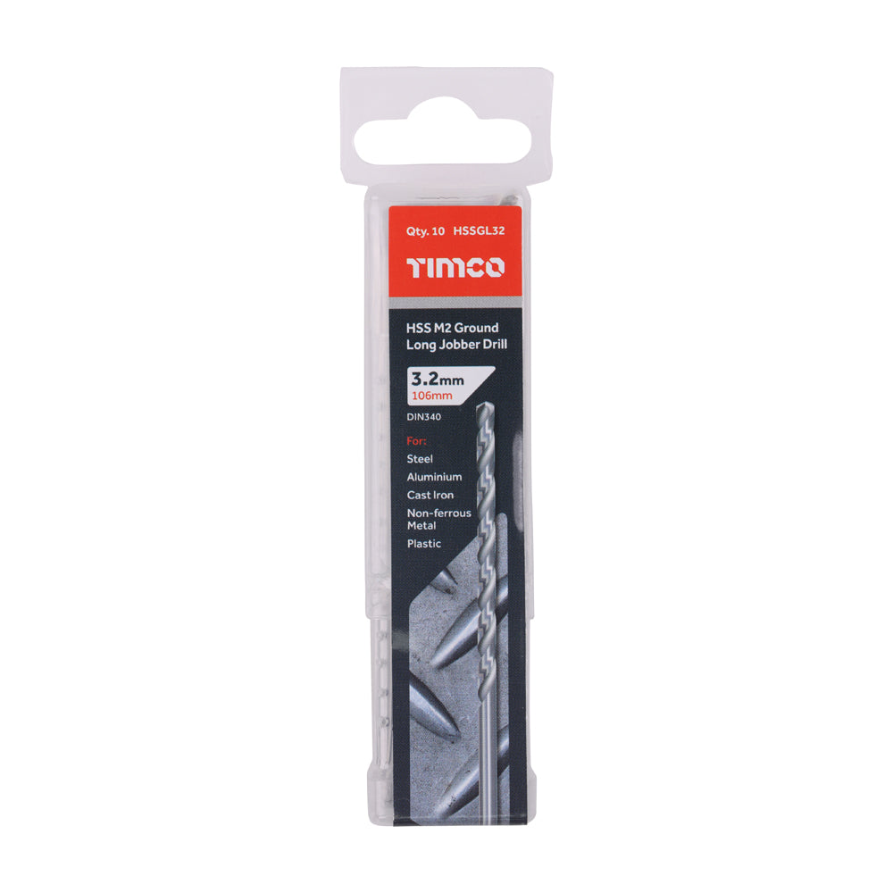 Ground Long Jobber Drills - HSS M2 | 3.2mm additional image 2