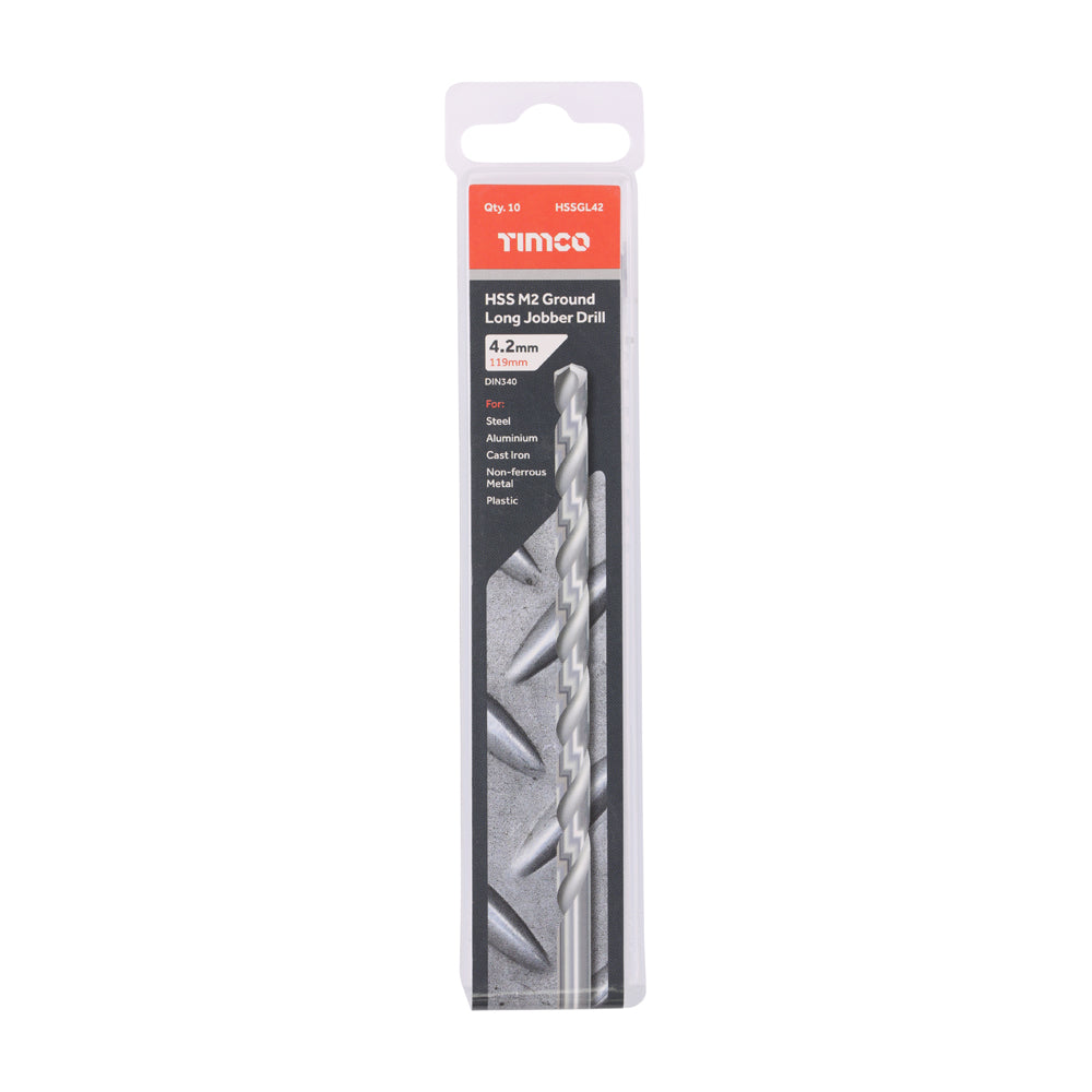 Ground Long Jobber Drills - HSS M2 | 4.2mm additional image 2