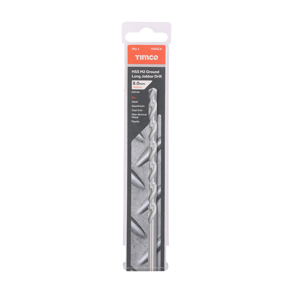 Ground Long Jobber Drills - HSS M2 | 8.0mm | Tub additional image 2