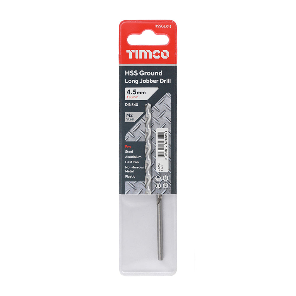Ground Long Jobber Drills - HSS M2 | 4.5mm | Each additional image 2