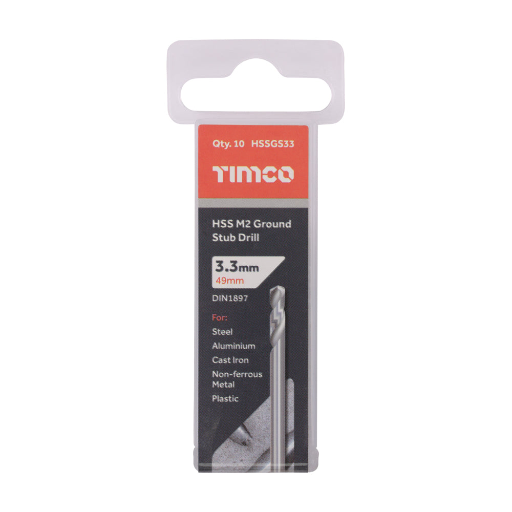 Ground Stub Drills - HSS M2 | 3.3mm additional image 2