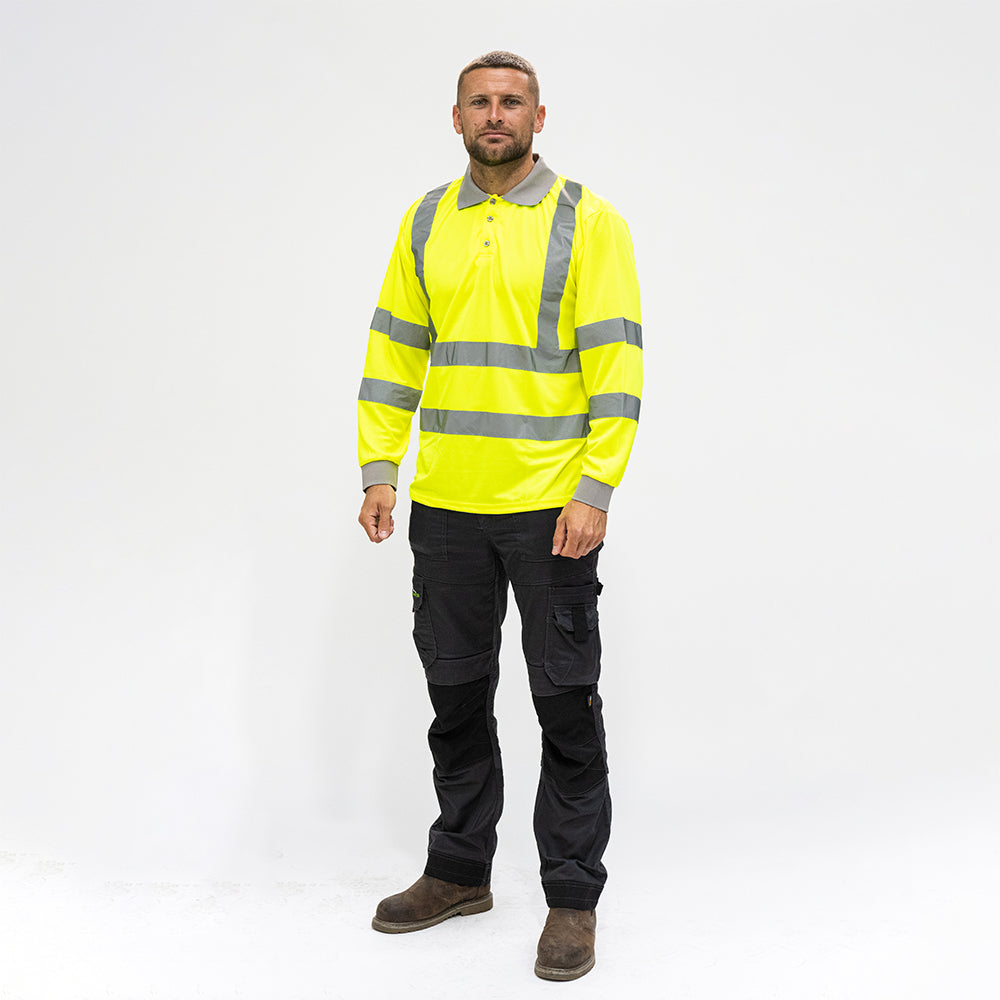 Hi-Visibility Polo Shirt - Long Sleeve - Yellow | XXX Large product image