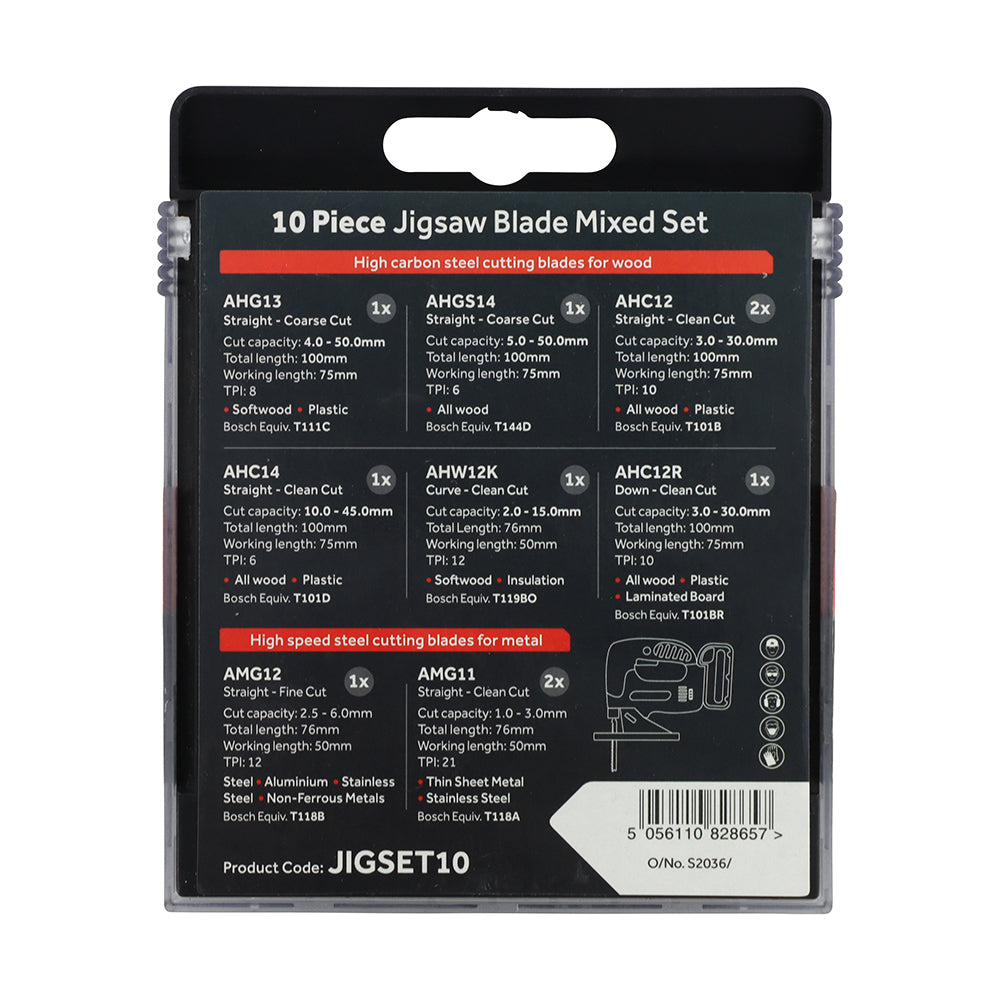 Mixed Jigsaw Set - Wood & Metal Cutting - High Carbon Steel & HSS Blades | Case | Pack of 10 additional image 2